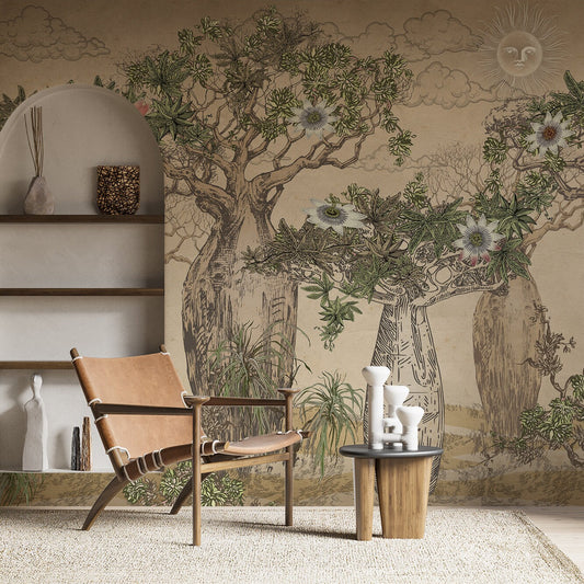 Trees Wallpaper, Forest Wall Mural, Wallpaper for Kids Baobab Tree