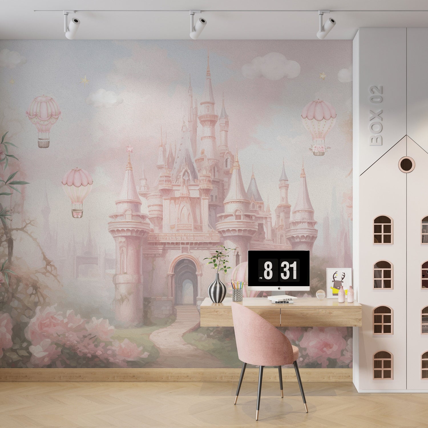 Princess Castle Wallpaper Nursery Wall Mural, Fairytale Wallpaper for Kids Room