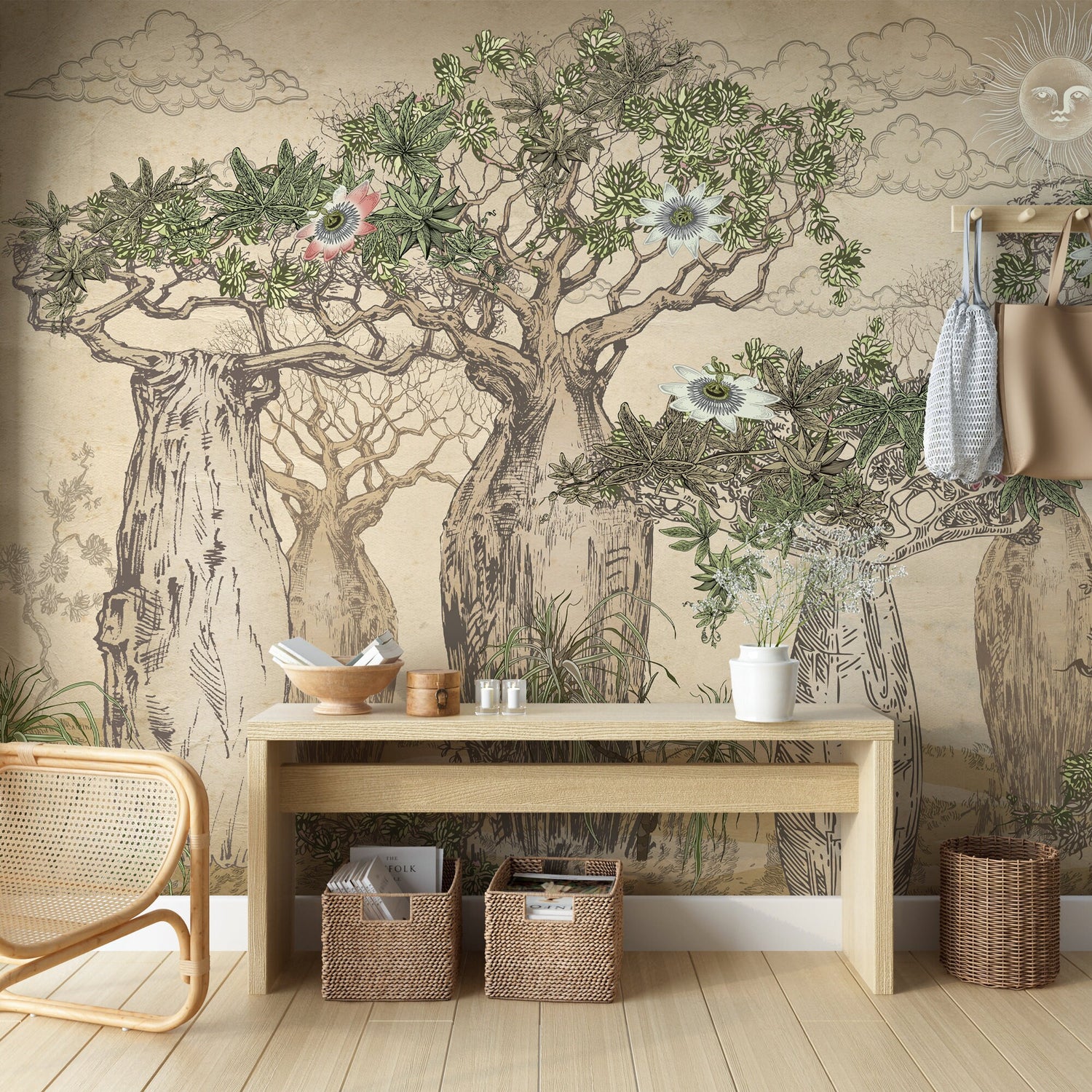 Trees Wallpaper, Forest Wall Mural, Wallpaper for Kids Baobab Tree