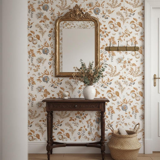 Vintage Botanical Wallpaper - Fruit Garden Peel and Stick