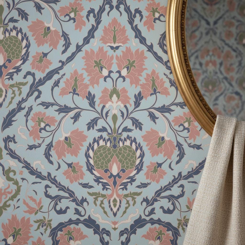 Damask Wallpaper | Floral Wall Mural | Peel and Stick Removable