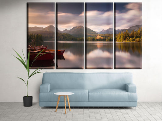 Mountain lake art calm wall decor canvas print - Scandi Home 