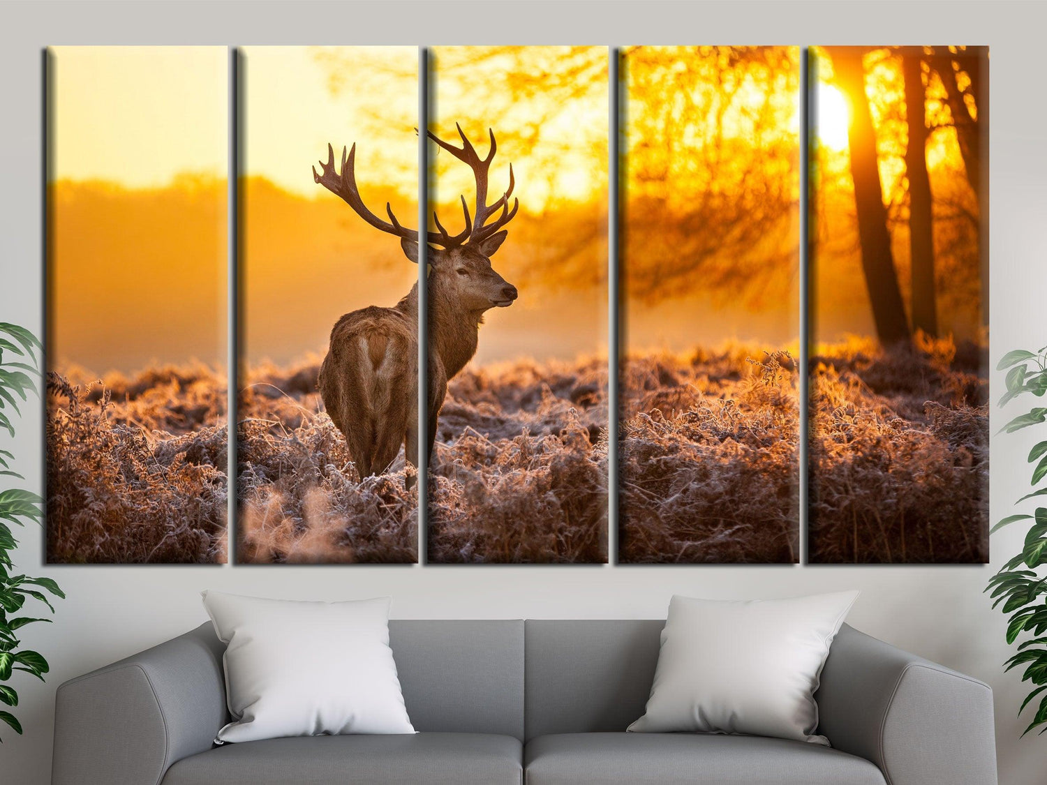deer print large canvas print Ready to hang - Scandi Home 
