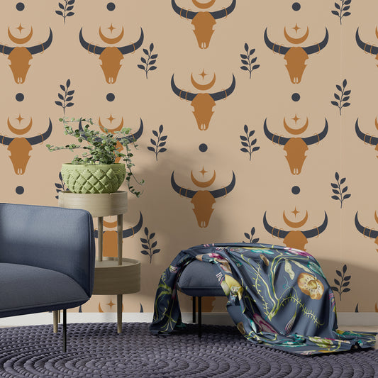 Wild West Wallpaper, Western Peel and Stick Mural, Boho style wallpaper