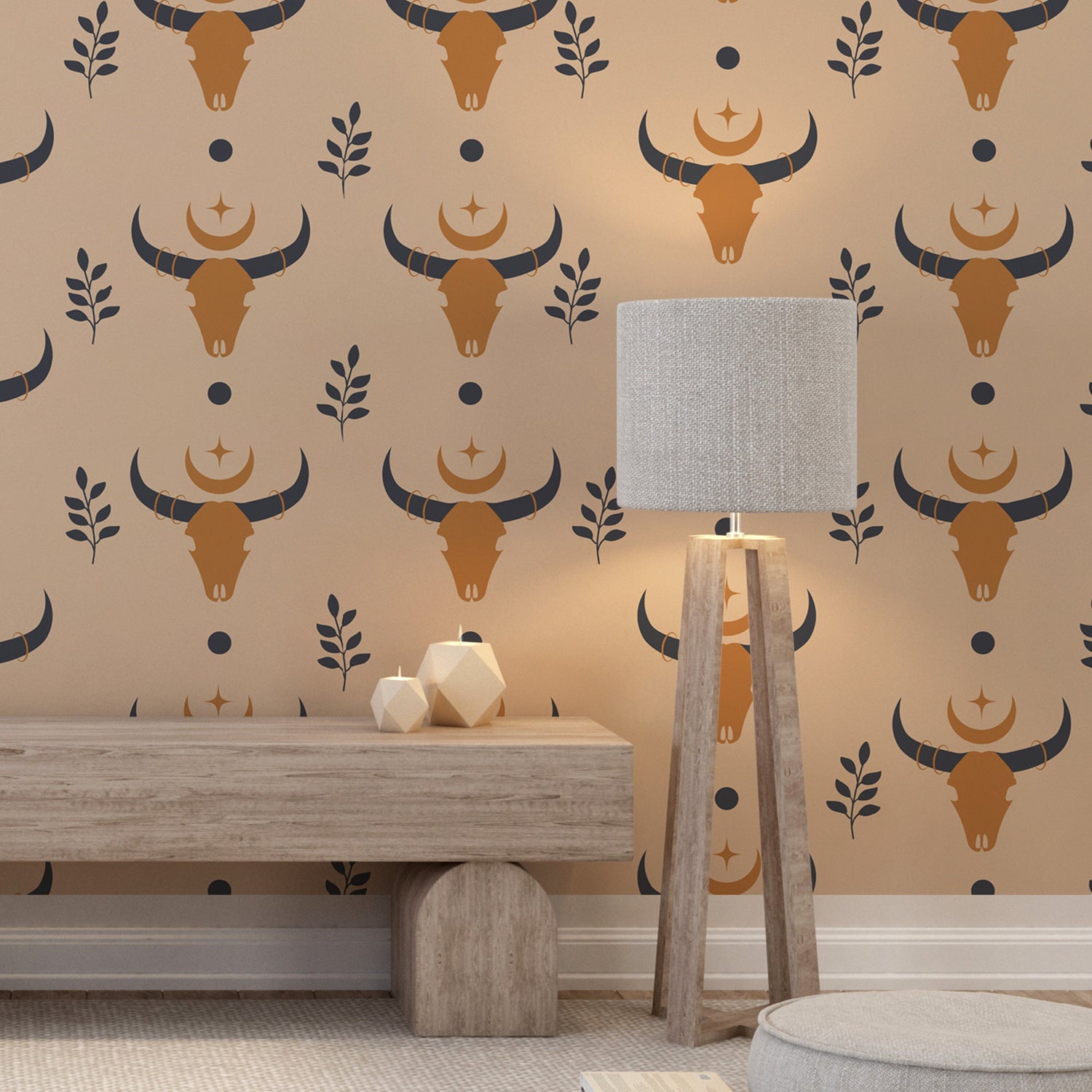 Wild West Wallpaper, Western Peel and Stick Mural, Boho style wallpaper