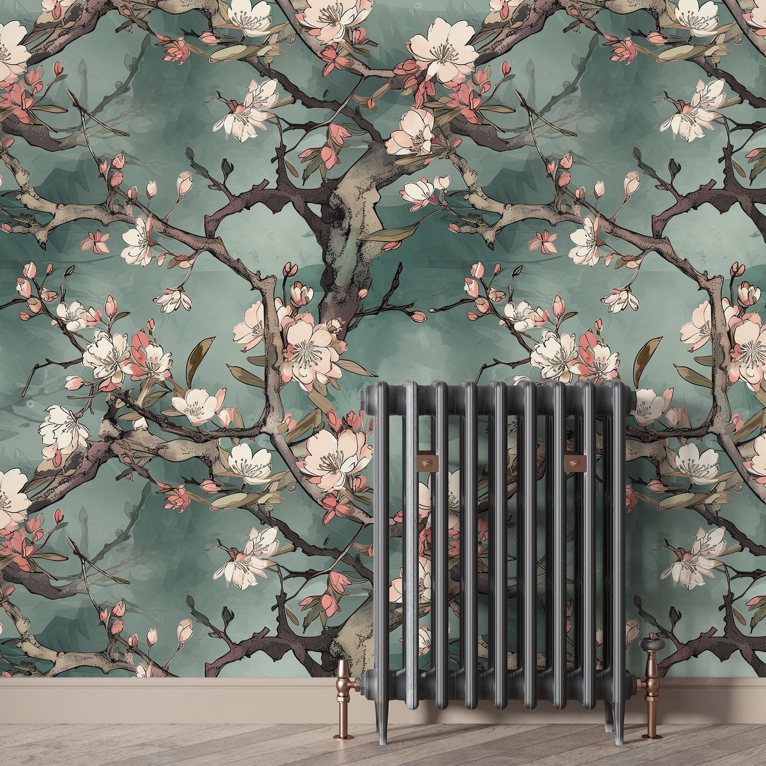 Chinoiserie Wallpaper, Floral Wall Mural, Removable Wallpape