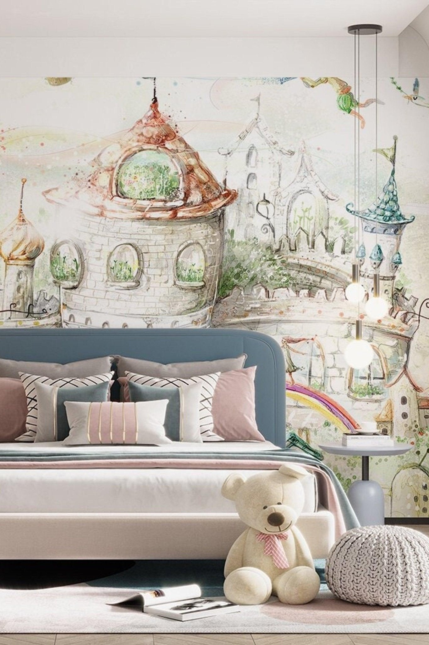 Kids Wall Mural Nursery fairytale castle Kids Room Decor Large Wall ...