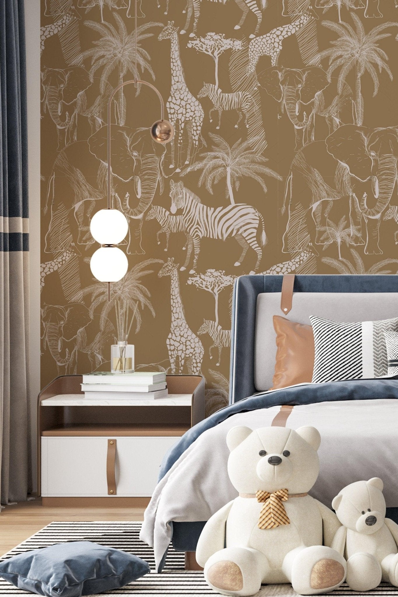 Safari Nursery Wallpaper Peel and Stick Jungle Wall mural Tropical ...