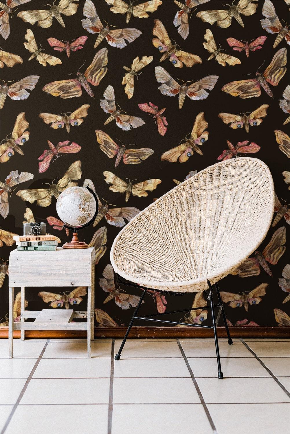 Vintage Wallpaper Butterflies Removable Wallpaper Peel and Stick ...
