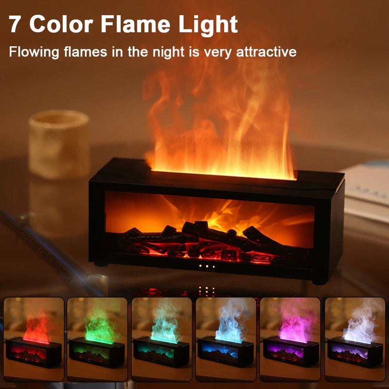 3D Flame Essential Oil Diffuser – Large Fog Aromatherapy Humidifier with Colorful Flame Effect, Home Fireplace Ambience