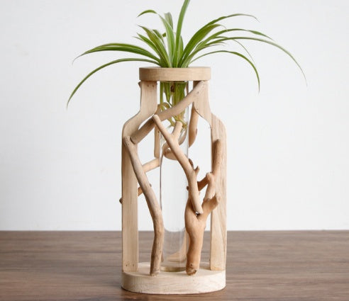 Handcrafted Wooden Vase – Solid Wood Flower Pot for Creative Home Decor