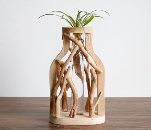 Handcrafted Wooden Vase – Solid Wood Flower Pot for Creative Home Decor
