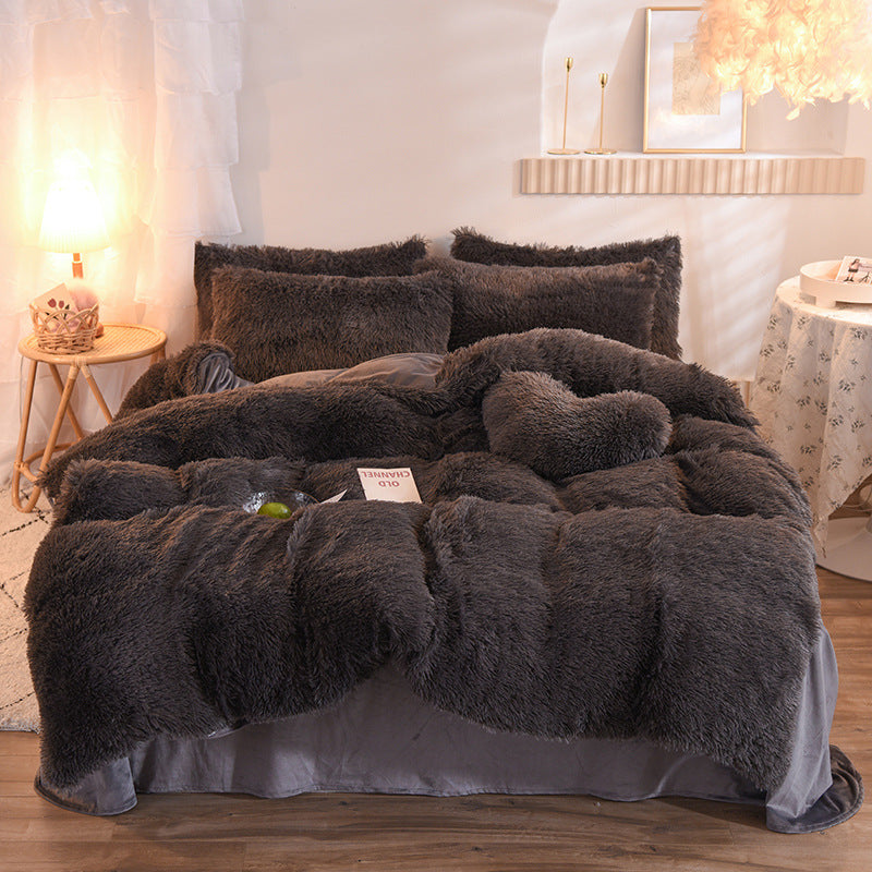 Premium Plush Fleece Bedding Set – Queen & King Size, Soft Cozy Duvet Cover, Warm Shaggy Quilt with Pillowcases for Winter Comfort