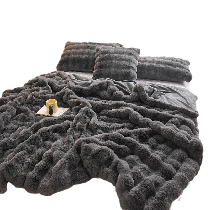 Premium Rabbit Velvet Blanket – Double-Sided Plush Fleece, Thick Warm Luxury Winter Bed Cover