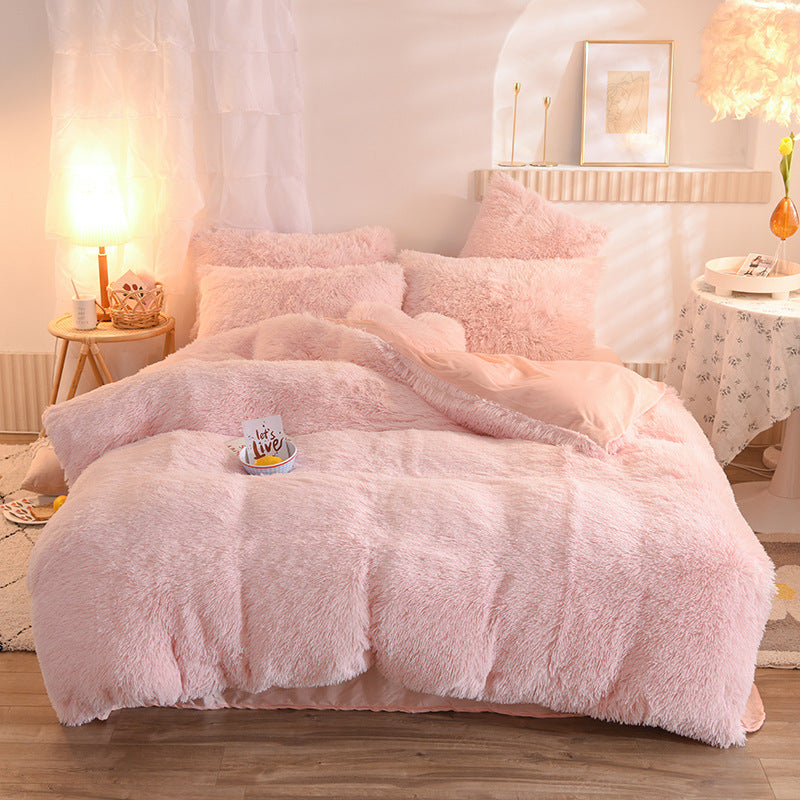 Premium Plush Fleece Bedding Set – Queen & King Size, Soft Cozy Duvet Cover, Warm Shaggy Quilt with Pillowcases for Winter Comfort