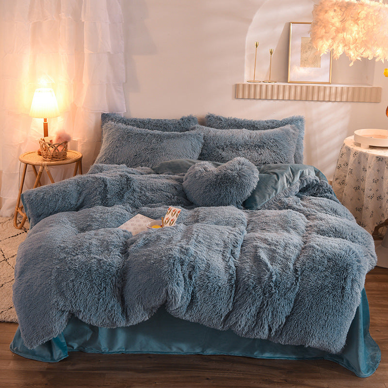 Premium Plush Fleece Bedding Set – Queen & King Size, Soft Cozy Duvet Cover, Warm Shaggy Quilt with Pillowcases for Winter Comfort