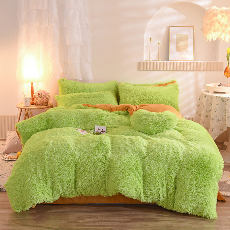 Premium Plush Fleece Bedding Set – Queen & King Size, Soft Cozy Duvet Cover, Warm Shaggy Quilt with Pillowcases for Winter Comfort