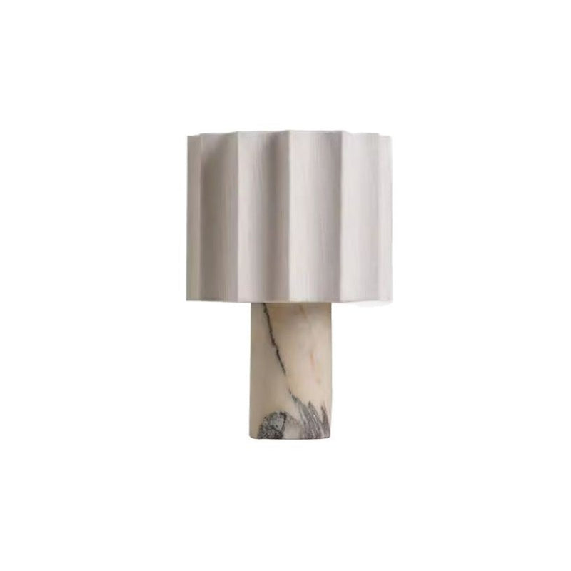 Designer Marble Table Light – Modern Pleated Shade for Bedroom & Living Room