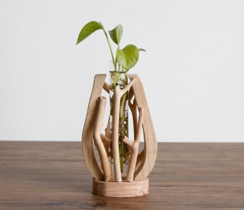 Handcrafted Wooden Vase – Solid Wood Flower Pot for Creative Home Decor