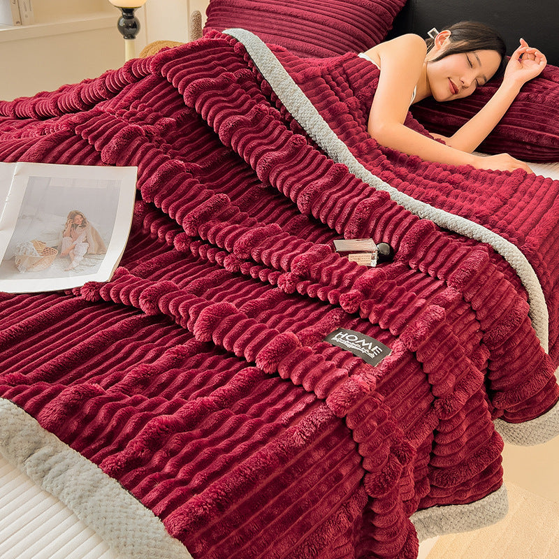 Thickened Winter Rabbit Fur Blanket – Soft, Warm, Plush Fleece Throw for Bed, Sofa & Home, Cozy Luxury Bedding