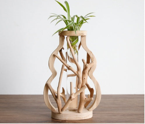 Handcrafted Wooden Vase – Solid Wood Flower Pot for Creative Home Decor