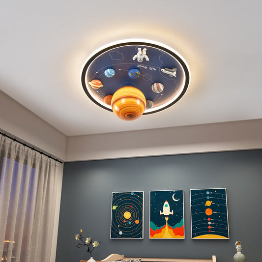 Astronaut & Planet Pendant Lamp – Creative Space Cartoon Hanging LED Light for Kids & Home Decor