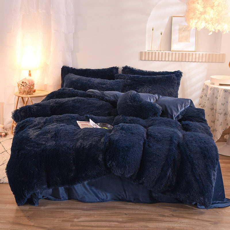Premium Plush Fleece Bedding Set – Queen & King Size, Soft Cozy Duvet Cover, Warm Shaggy Quilt with Pillowcases for Winter Comfort