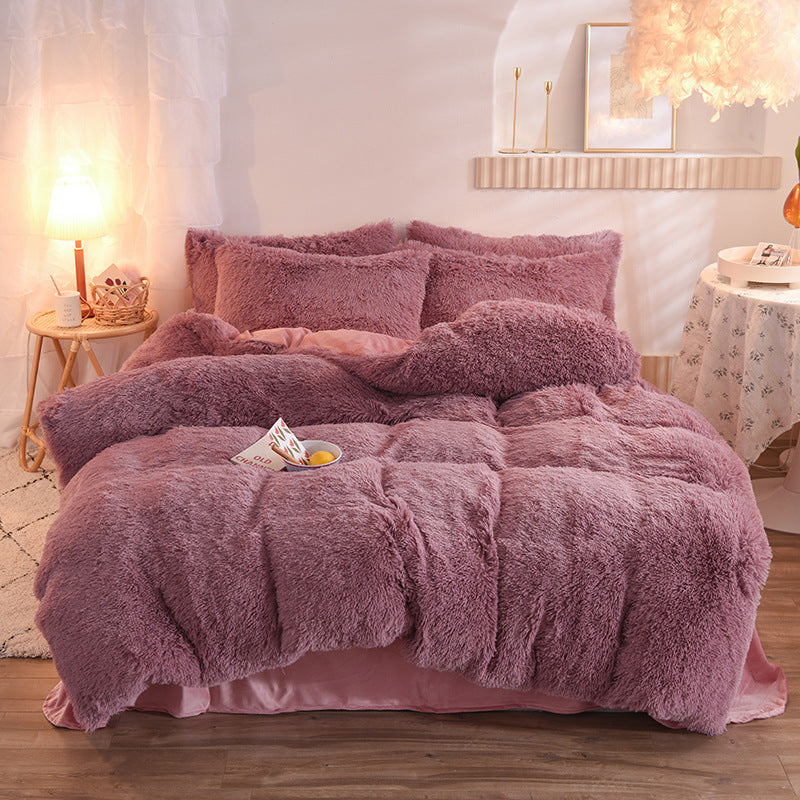 Premium Plush Fleece Bedding Set – Queen & King Size, Soft Cozy Duvet Cover, Warm Shaggy Quilt with Pillowcases for Winter Comfort