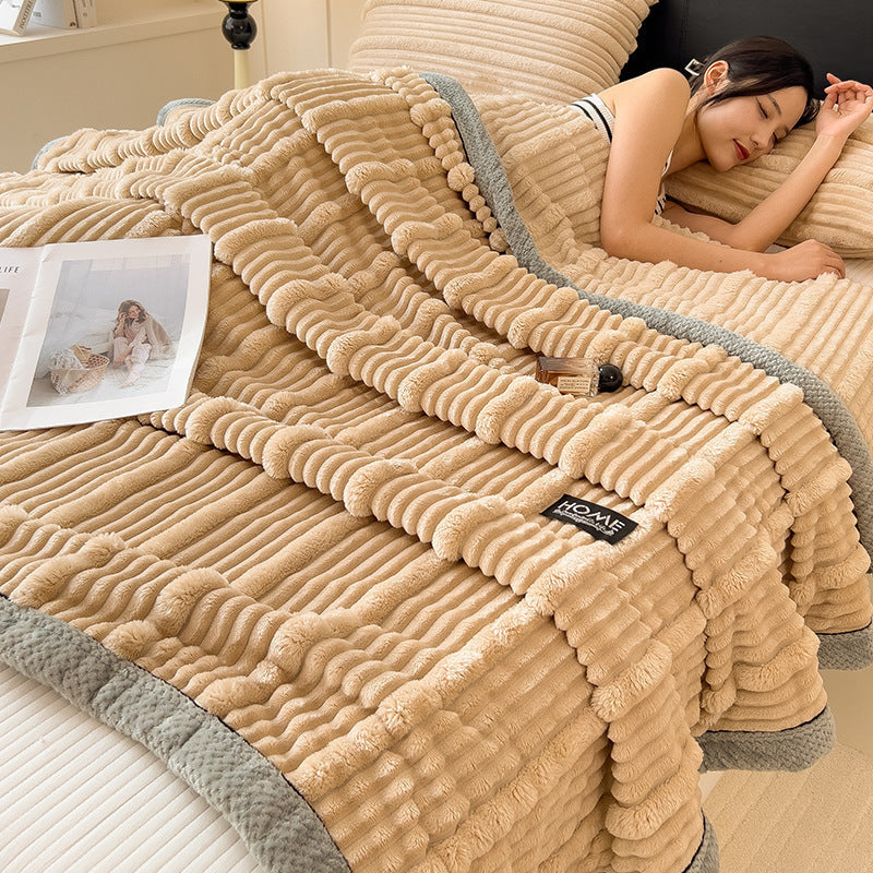 Thickened Winter Rabbit Fur Blanket – Soft, Warm, Plush Fleece Throw for Bed, Sofa & Home, Cozy Luxury Bedding