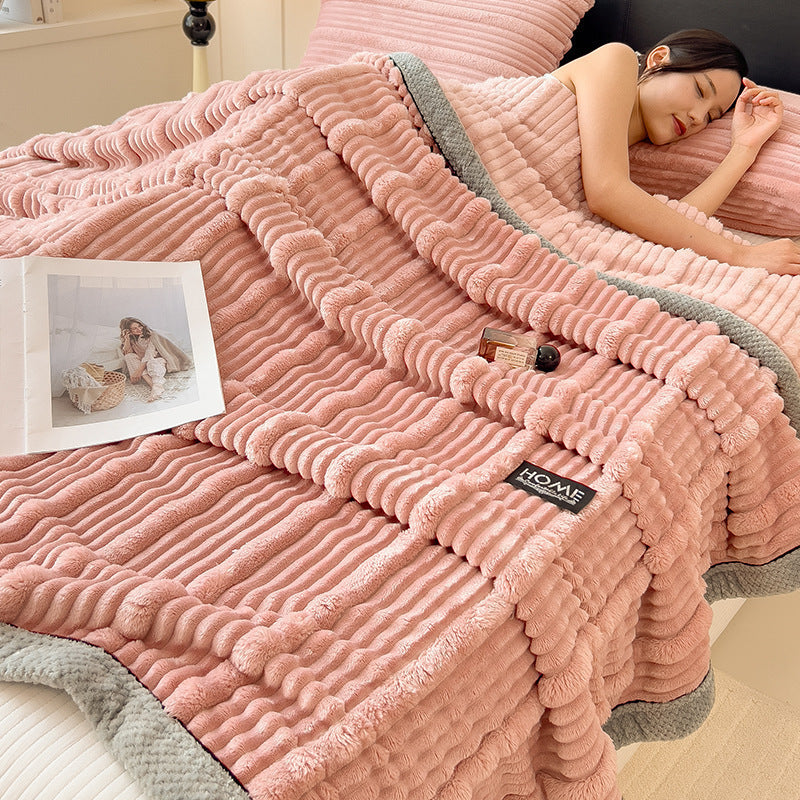 Thickened Winter Rabbit Fur Blanket – Soft, Warm, Plush Fleece Throw for Bed, Sofa & Home, Cozy Luxury Bedding