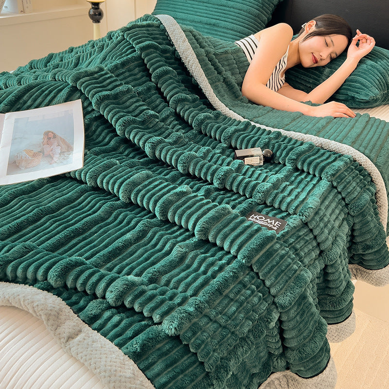 Thickened Winter Rabbit Fur Blanket – Soft, Warm, Plush Fleece Throw for Bed, Sofa & Home, Cozy Luxury Bedding