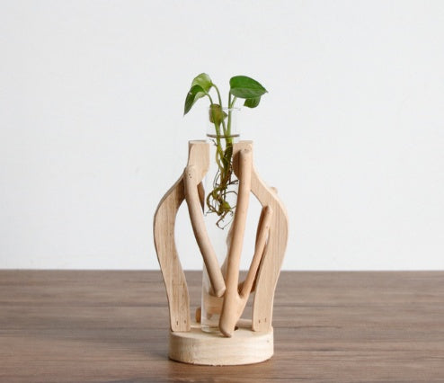 Handcrafted Wooden Vase – Solid Wood Flower Pot for Creative Home Decor