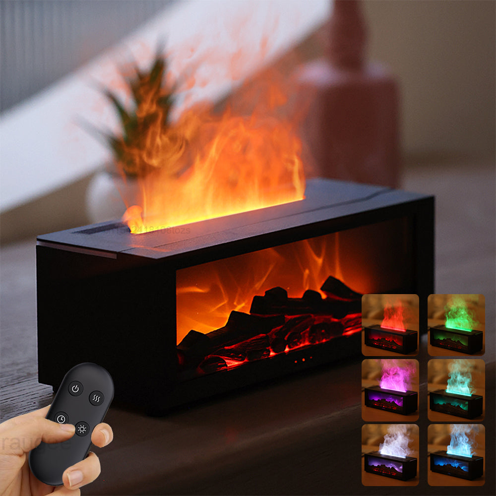 3D Flame Essential Oil Diffuser – Large Fog Aromatherapy Humidifier with Colorful Flame Effect, Home Fireplace Ambience