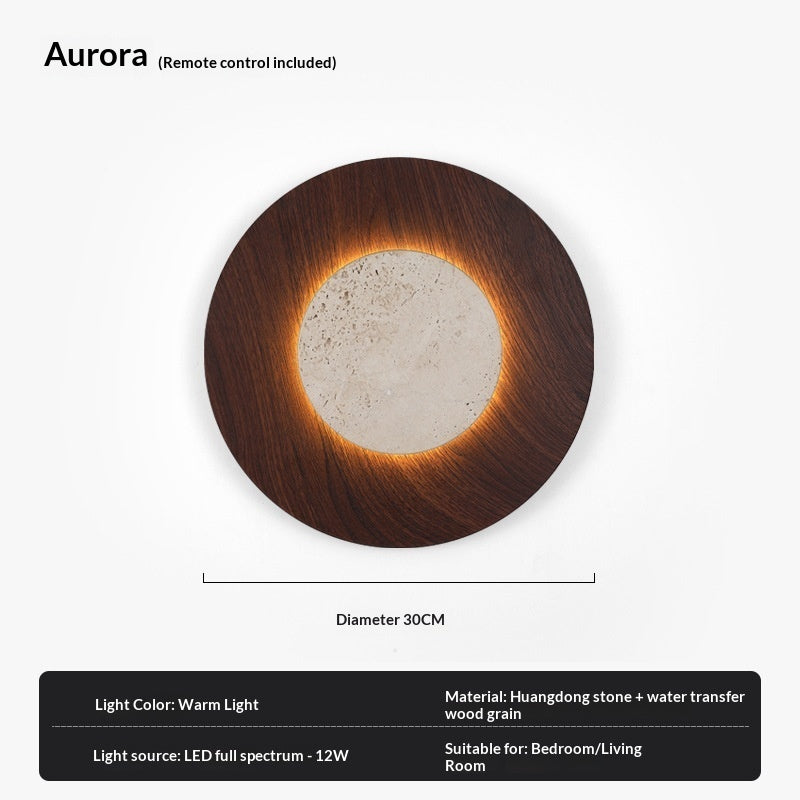 Designer Retro Wall Lamp – Round Yellow Travertine Bedside Lighting for Bedrooms