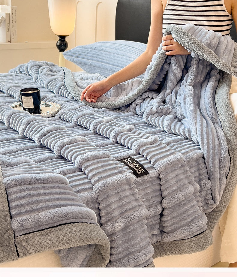 Thickened Winter Rabbit Fur Blanket – Soft, Warm, Plush Fleece Throw for Bed, Sofa & Home, Cozy Luxury Bedding