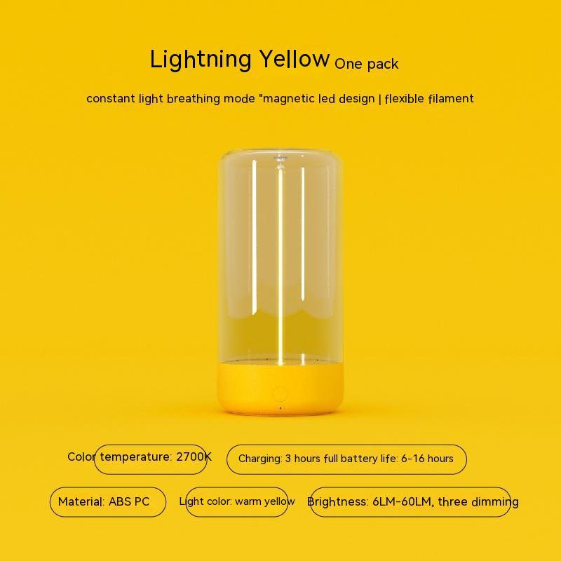 Portable LED Camping Light – USB-C Rechargeable Night Lamp with Transparent, Shock-Resistant Design