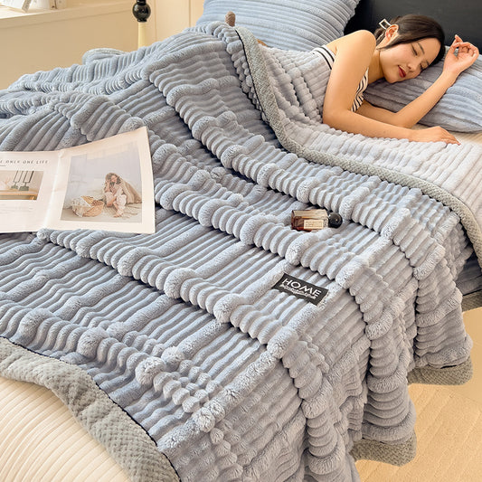 Thickened Winter Rabbit Fur Blanket – Soft, Warm, Plush Fleece Throw for Bed, Sofa & Home, Cozy Luxury Bedding