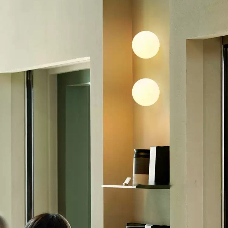 Minimalist Spherical Glass Wall Lamp for Living Room – Modern Background Accent Light