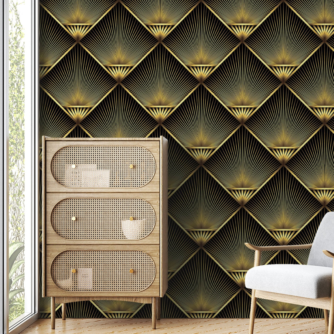 Art Deco Wallpaper Peel and Stick Geometric Removable Wallpaper, Home ...