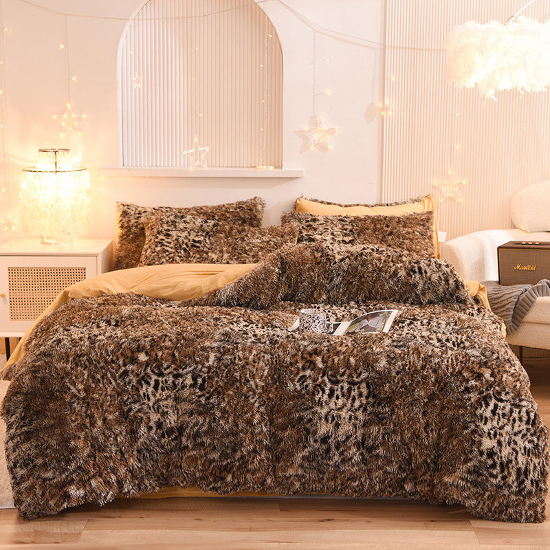 Premium Plush Fleece Bedding Set – Queen & King Size, Soft Cozy Duvet Cover, Warm Shaggy Quilt with Pillowcases for Winter Comfort