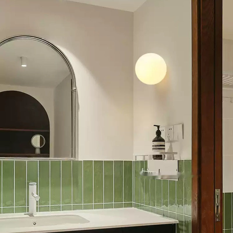 Minimalist Spherical Glass Wall Lamp for Living Room – Modern Background Accent Light