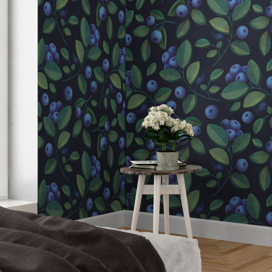 Dark wallpaper blueberry wall mural, peel and stick or traditional ...