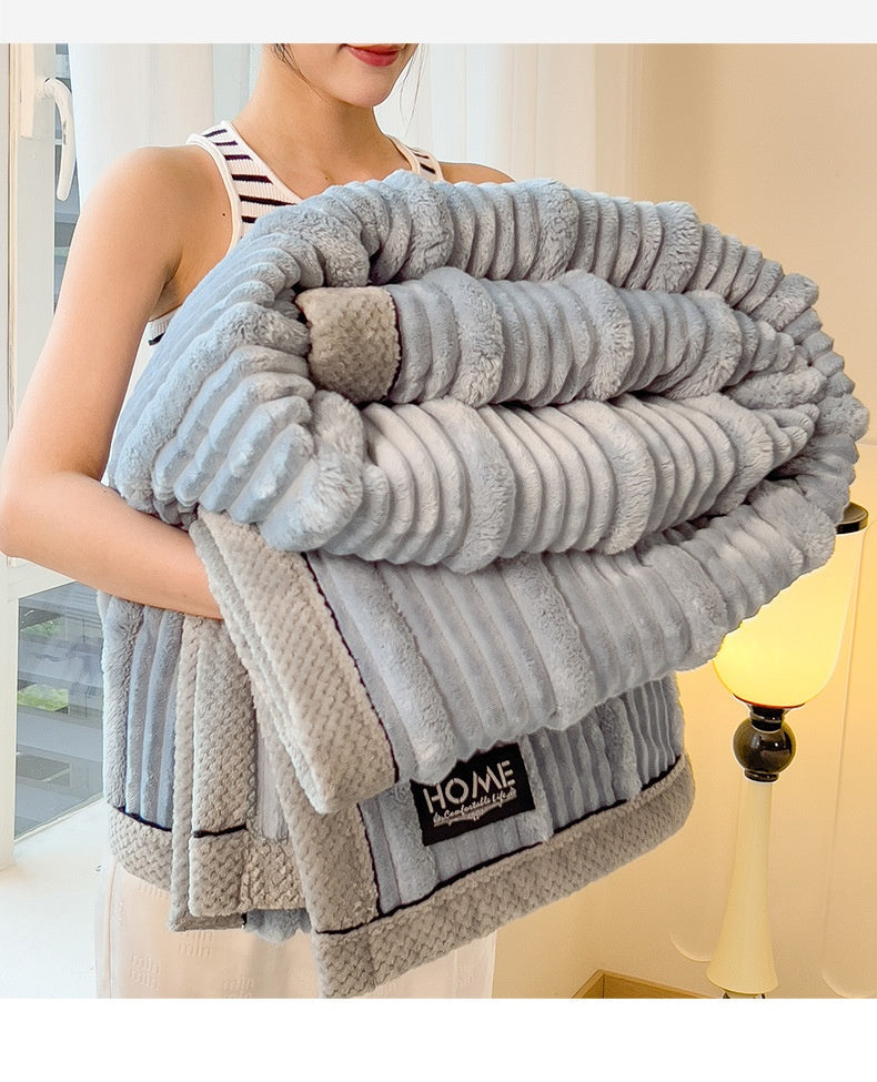 Thickened Winter Rabbit Fur Blanket – Soft, Warm, Plush Fleece Throw for Bed, Sofa & Home, Cozy Luxury Bedding