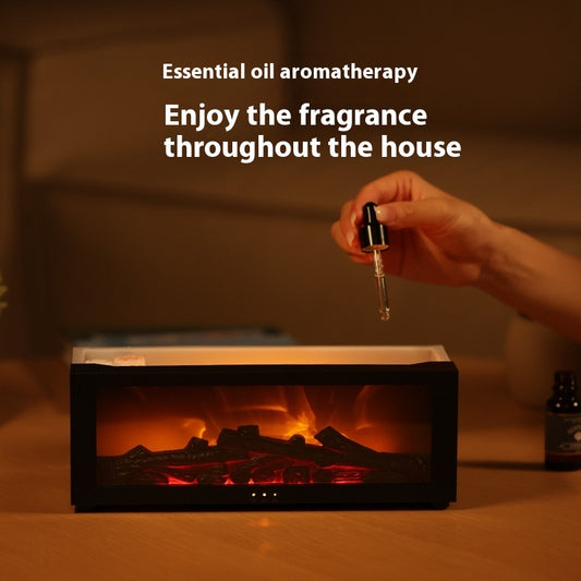 3D Flame Essential Oil Diffuser – Large Fog Aromatherapy Humidifier with Colorful Flame Effect, Home Fireplace Ambience