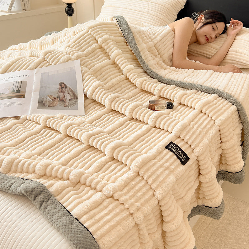 Thickened Winter Rabbit Fur Blanket – Soft, Warm, Plush Fleece Throw for Bed, Sofa & Home, Cozy Luxury Bedding