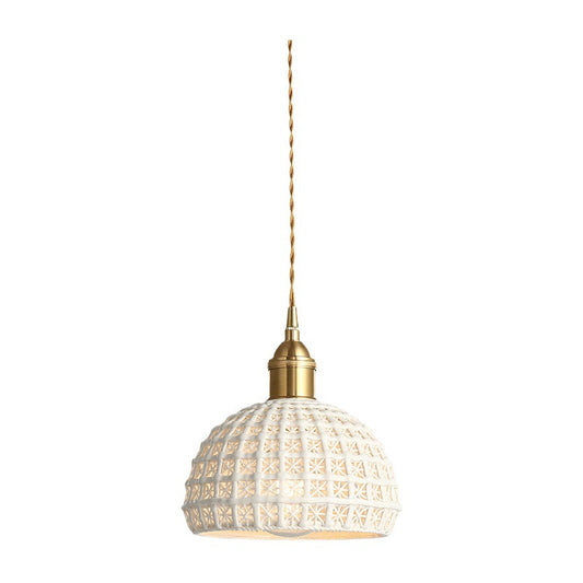 Modern Brass Ceramic Pendant Lamp – Stylish Hanging Light for Bedroom or Living Room