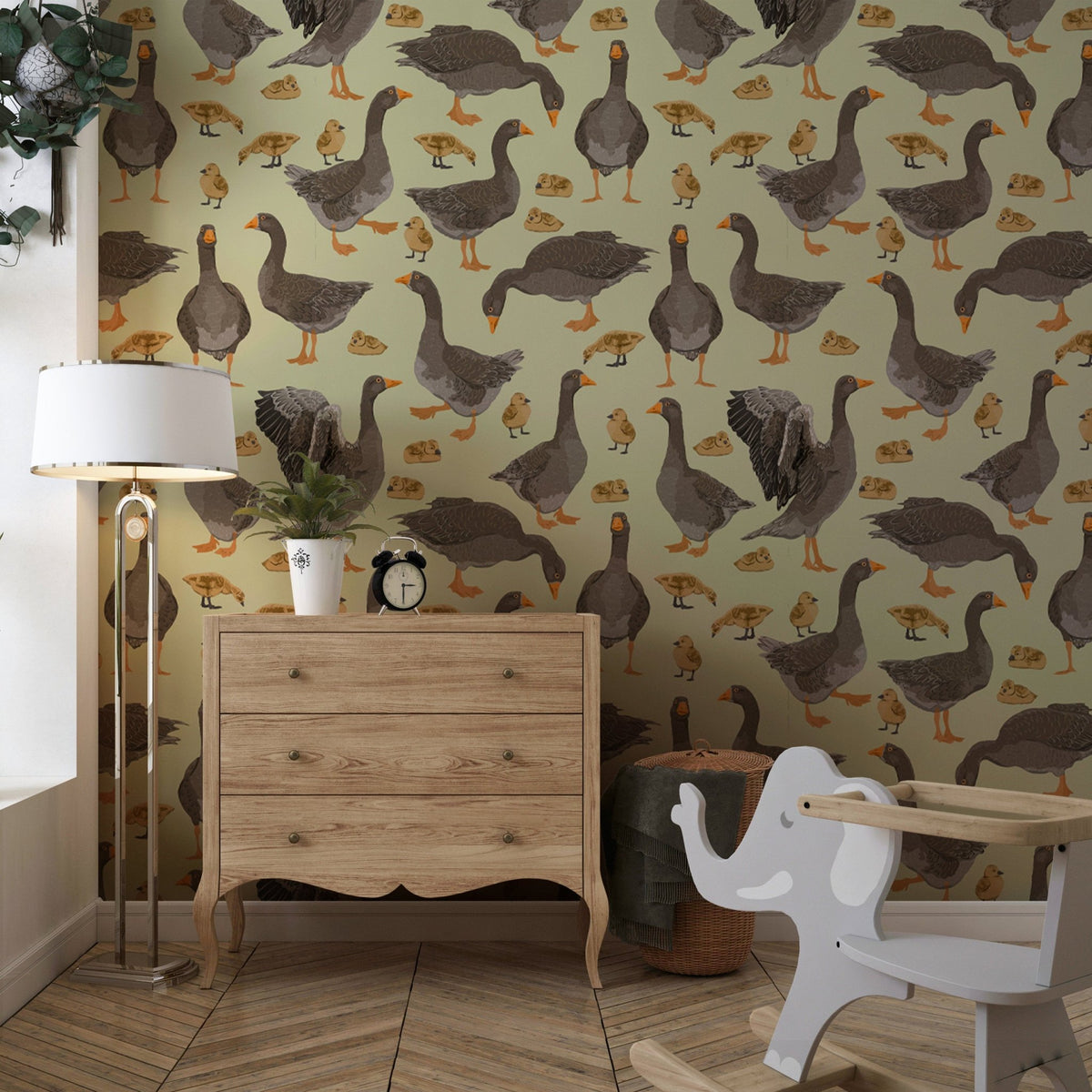 Goose and Geese Nursery Wallpaper Wall Mural - Scandi Home duck ...