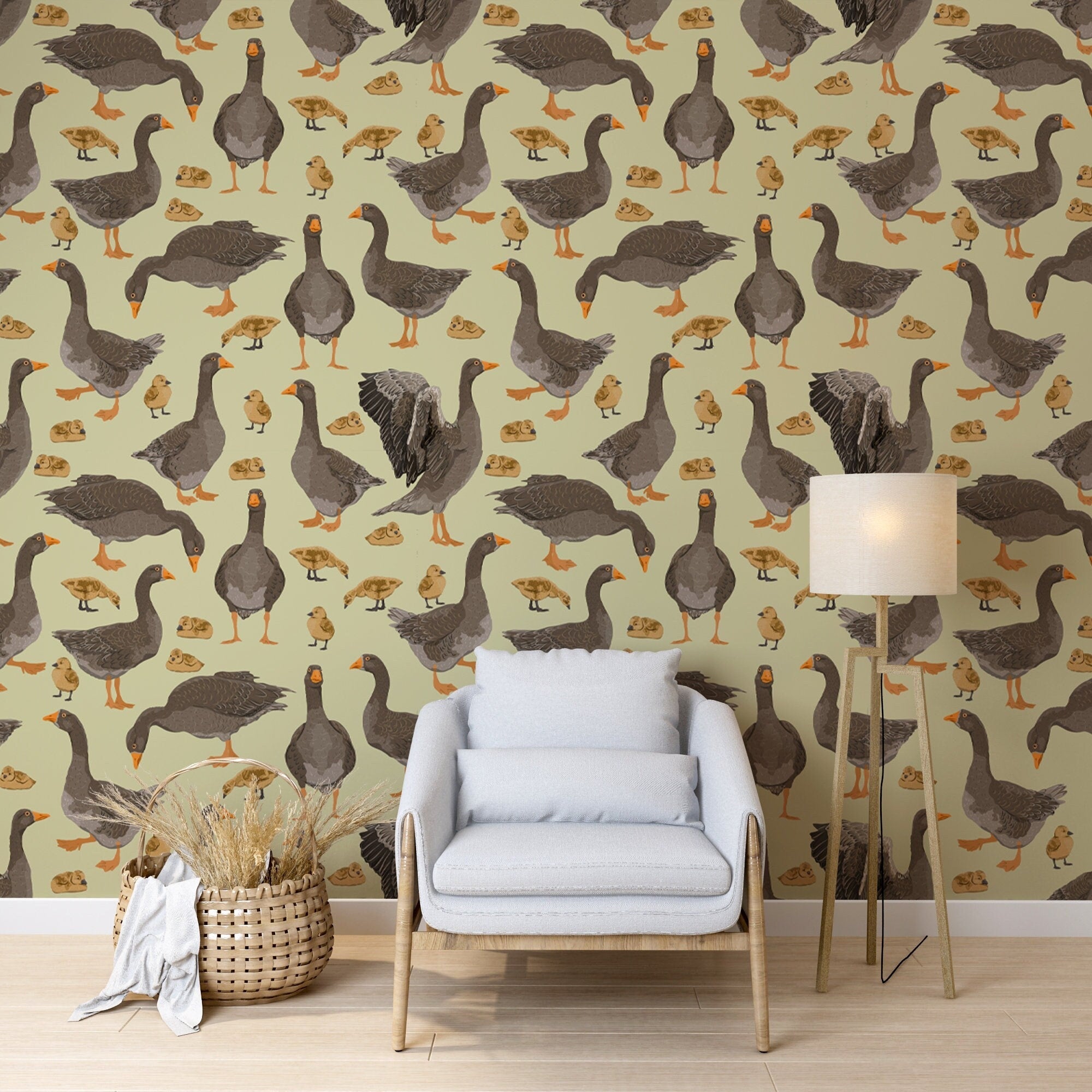 Goose and Geese Nursery Wallpaper Wall Mural - Scandi Home duck ...