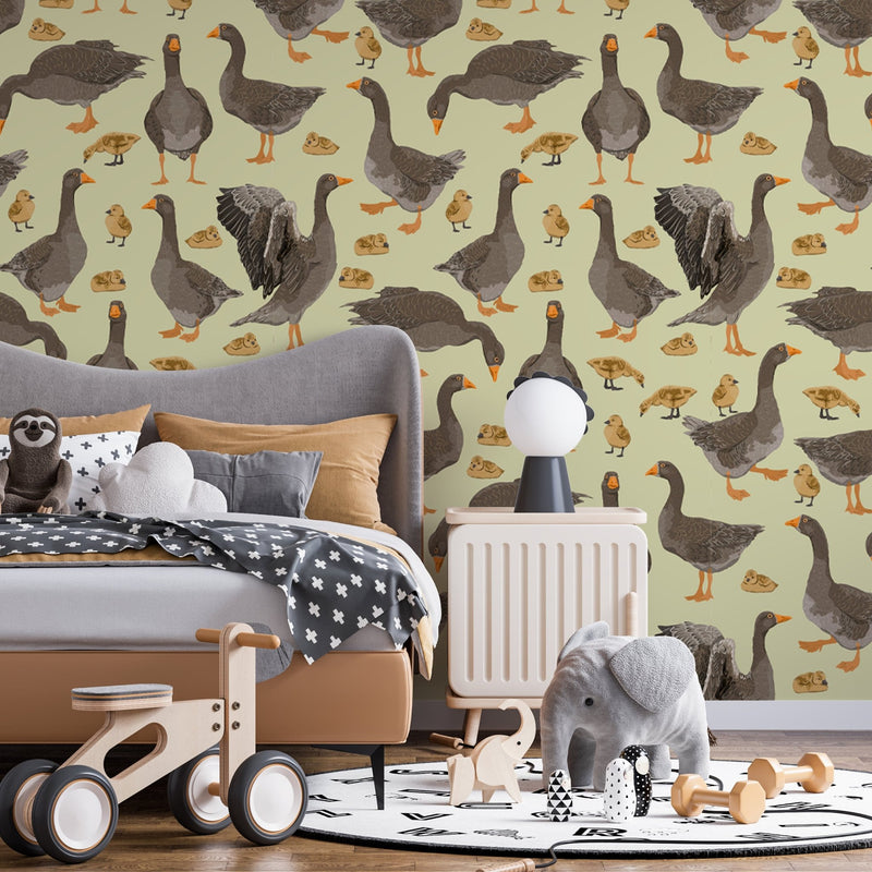 Goose and Geese Nursery Wallpaper Wall Mural - Scandi Home duck ...