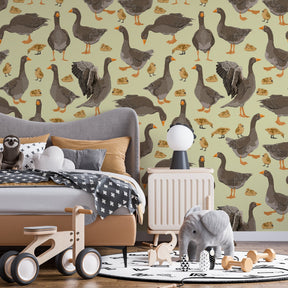 Goose and Geese Nursery Wallpaper Wall Mural - Scandi Home duck ...